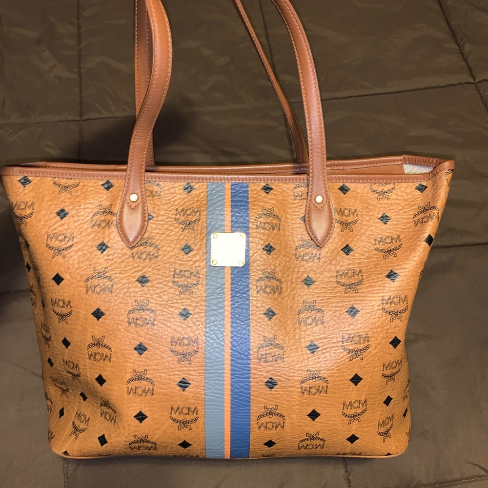 MCM BLUE STRIPED TOTE BAG